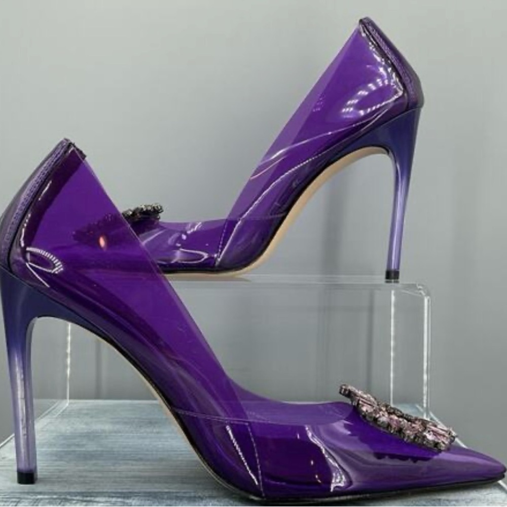 Good American Women’s Cinderella Purple Stiletto Heels Shoes Rhinestone Size 8.5